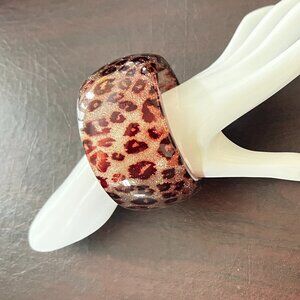 Vintage Purple Glittery Leopard Lucite Bangle